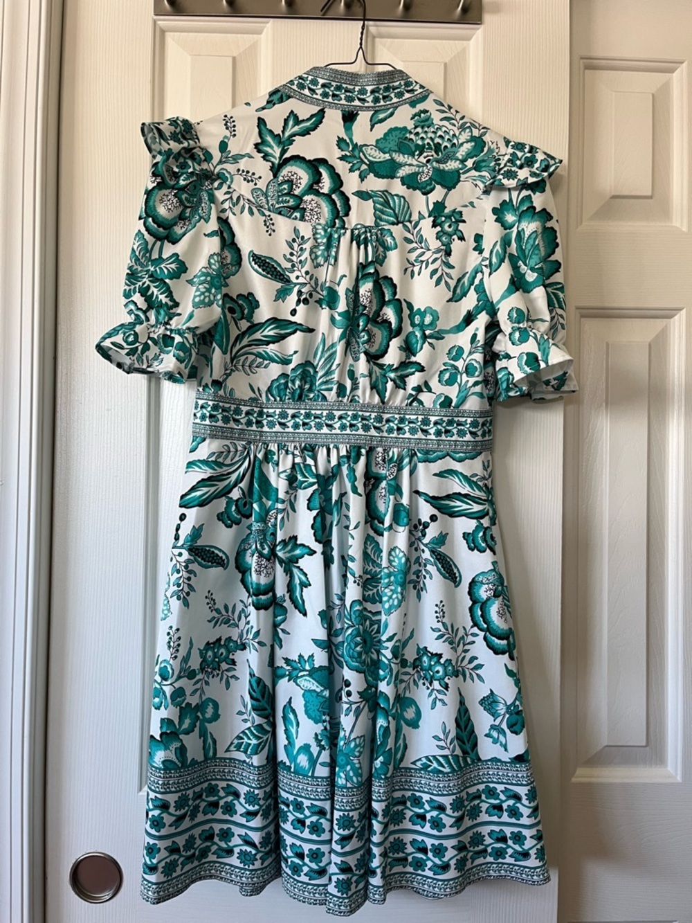Lai Meng Five Cats Women's Puff Sleeve V-Neck Print Split Mini Dress, XS, NWT - Picture 10 of 13